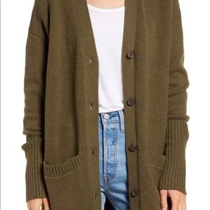 Treasure & Bond Longline Cardigan Army Green L